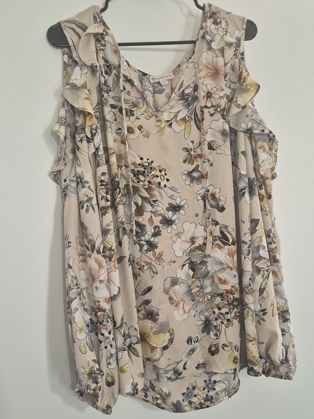 Floral Cold-Shoulder Women’s Top in Blush